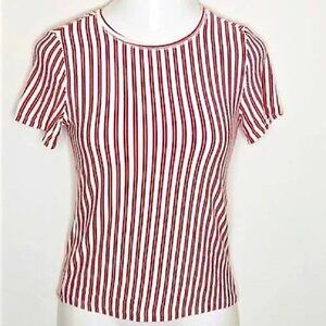 Zara Red & White Striped T-Shirt size S